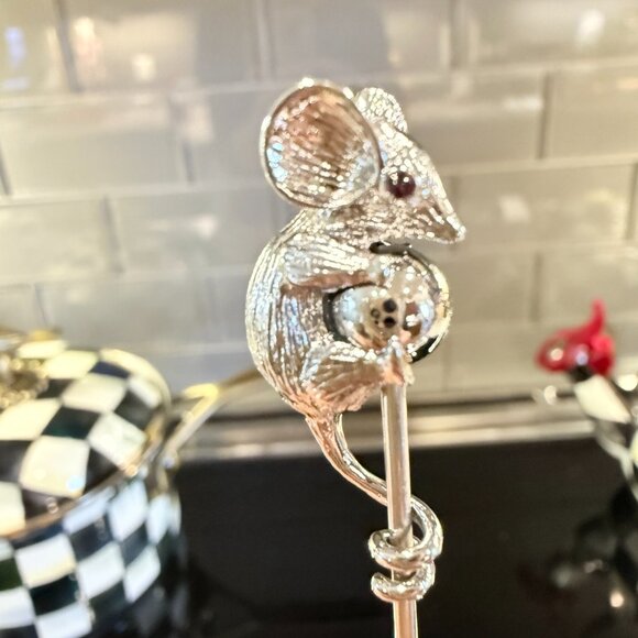 Mouse and Cheese Cocktail Picks with Cheese Holder Stainless - Picture 1 of 16